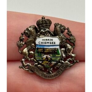 Vintage Herrenchiemsee Castle Germany Enamel Souvenir Pin Brooch